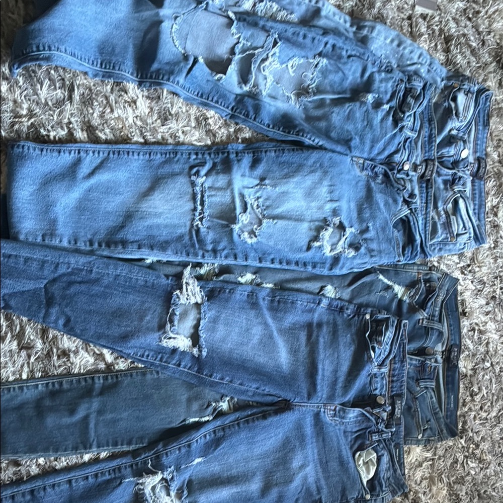 Judy Blue Boyfriend/skinny Jeans Lot in Classic Blue distressed